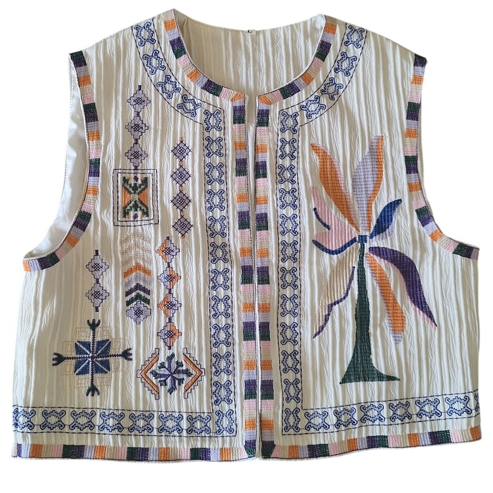 Women Short Vest Jacket Ladies Women Patchwork Casual WaistCoat Tops size L